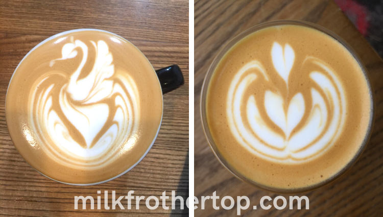 Latte art: swan and rosetta